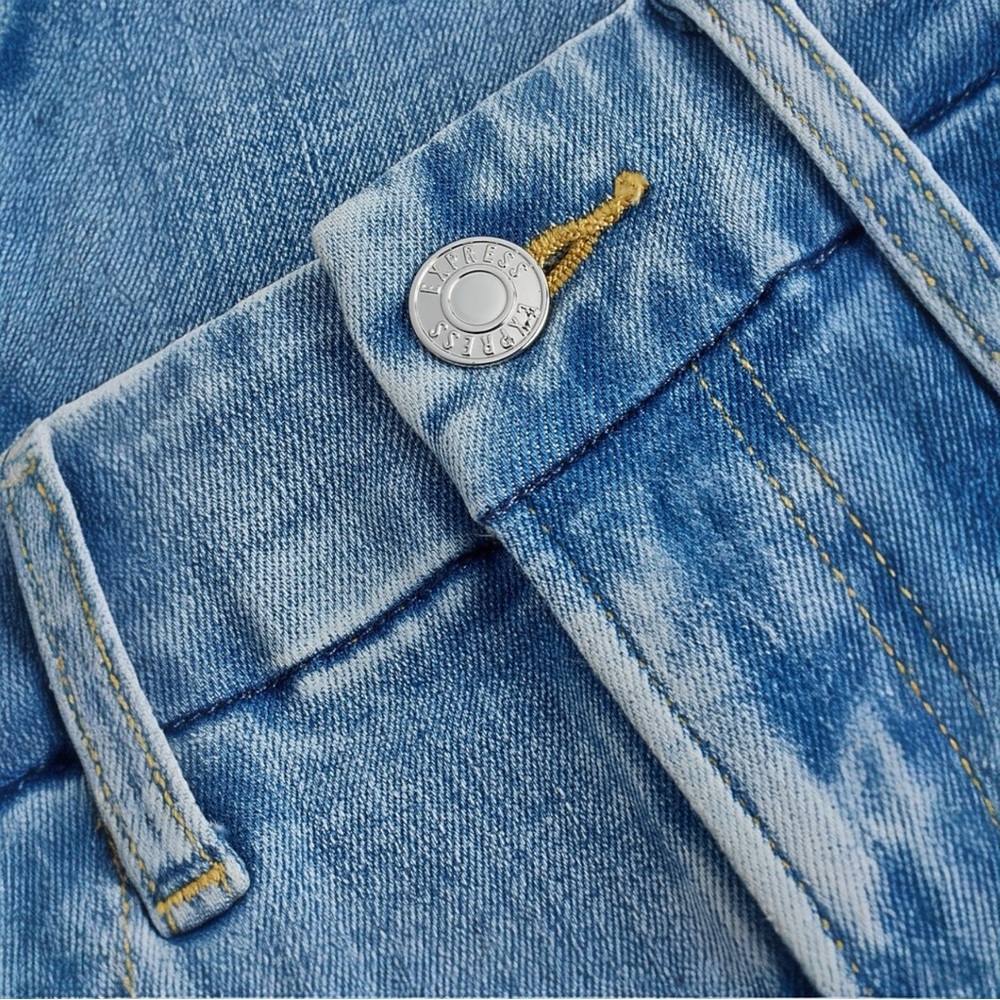 NWOT Express High Waisted Medium Wash Ripped FlexX Ankle Straight Jeans, Small R - Picture 12 of 13
